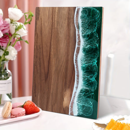 Ocean-Inspired Acacia Wood Cutting Board with Resin Inlay – Multi-Purpose Chopping and Serving Tray for Kitchen and Outdoor Use 7