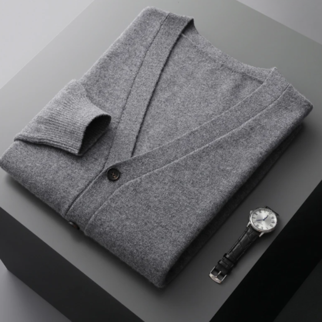 Percy Men's Cardigan - fabric and finish detail