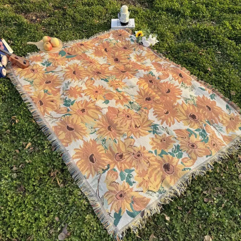Floral Picnic Blanket | Jacquard Weave