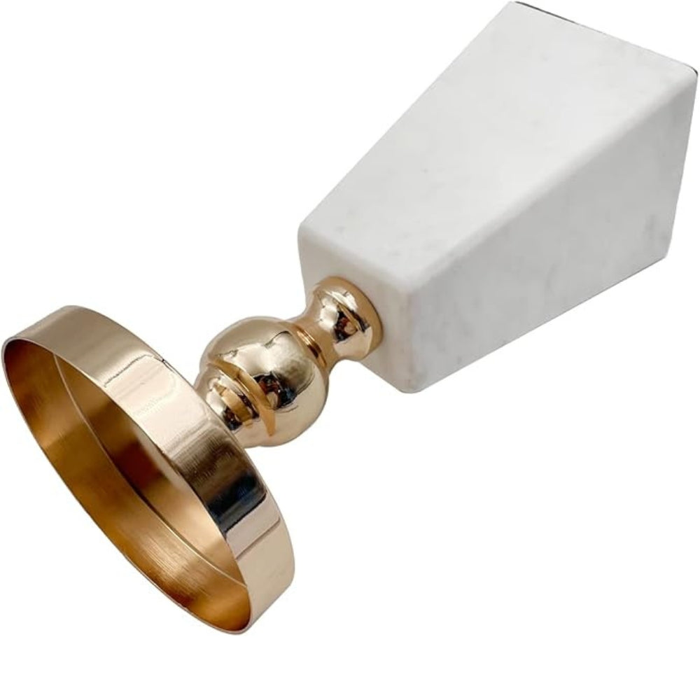 Pyramid Marble Candle Holder with Gold Accent
