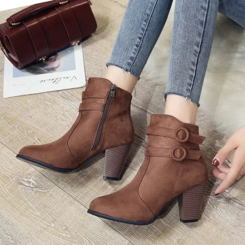 Esme Women's Suede Ankle Boots - back view