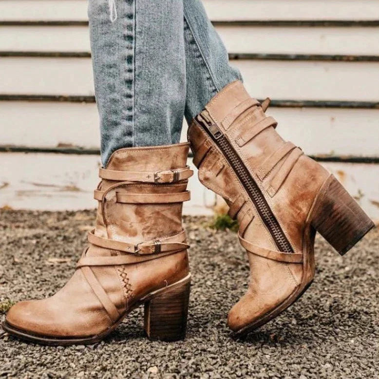 Verity Women's Boots | Retro, High Heel, Zipper