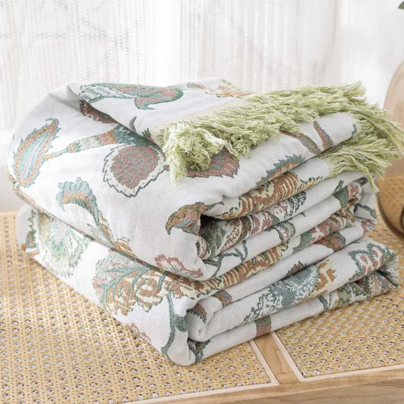 Reverie Floral Tassel Cotton Blanket