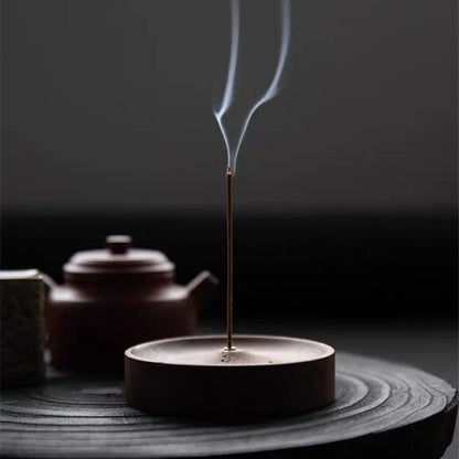 Round Wood Incense Stick Holder with Ash Catcher