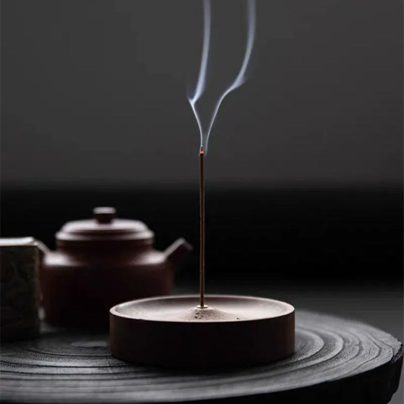 Round Wood Incense Stick Holder with Ash Catcher