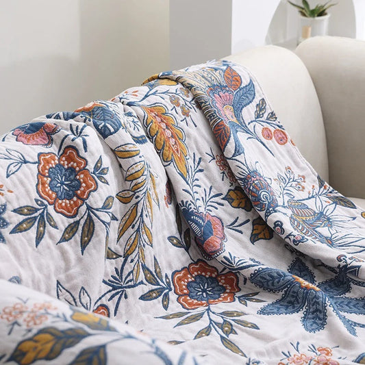 Rustic Artistic Flora | Cotton Throw Blanket with Reversible Floral Design | Elegant Home Accent for All-Season Comfort 1