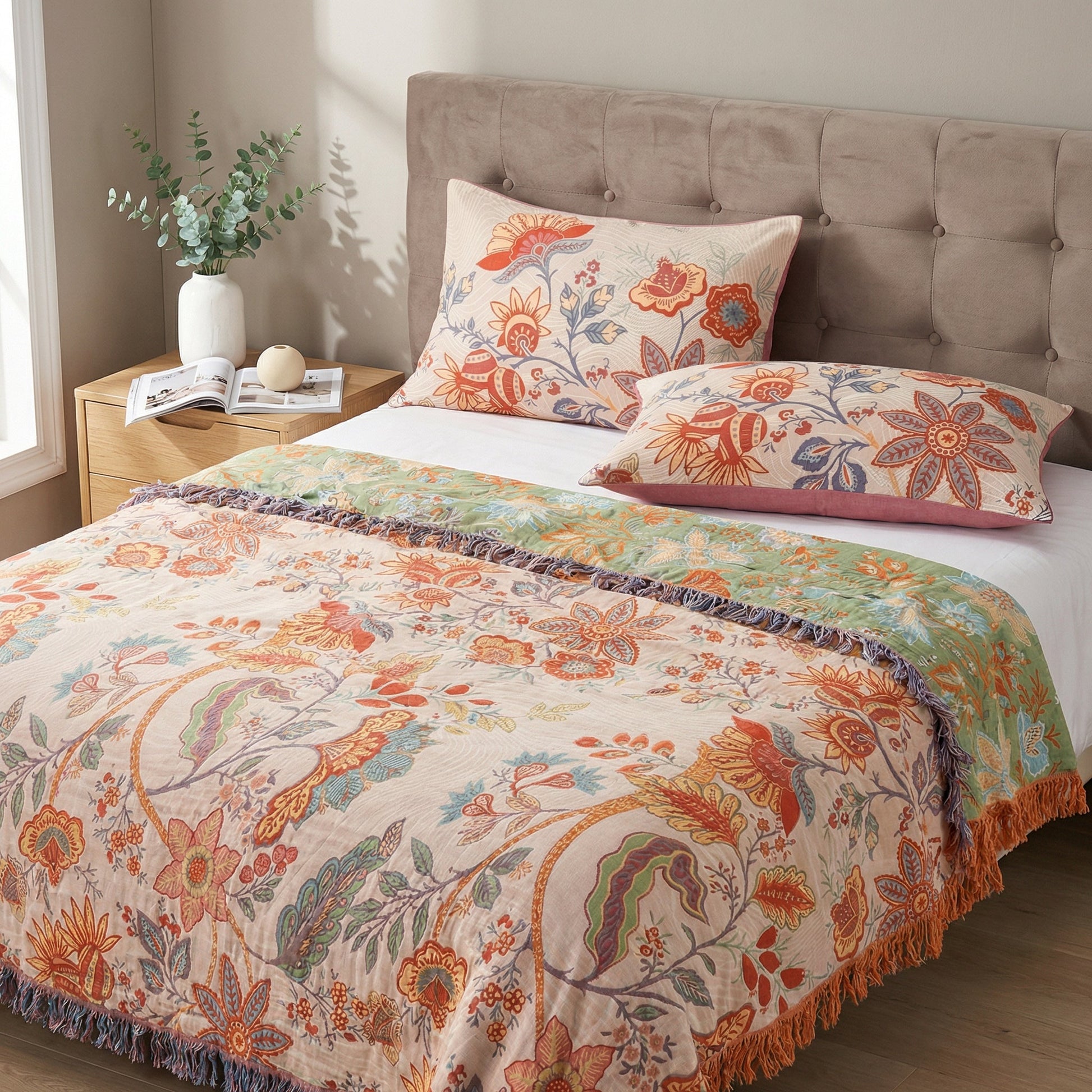 Rustic Floral Collection | Boho Pillowcases Set with 100% Cotton Fabric | Soft & Breathable for Cozy Sleep 1