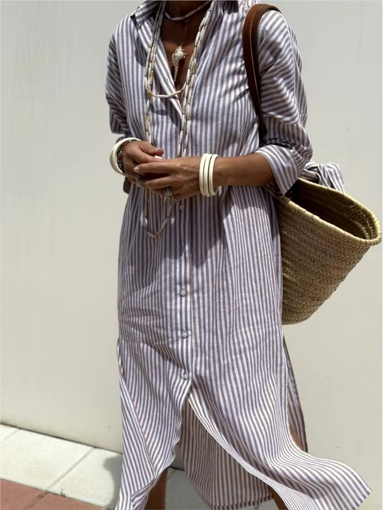 Vera Women's Striped Shirt Dress - full-length view