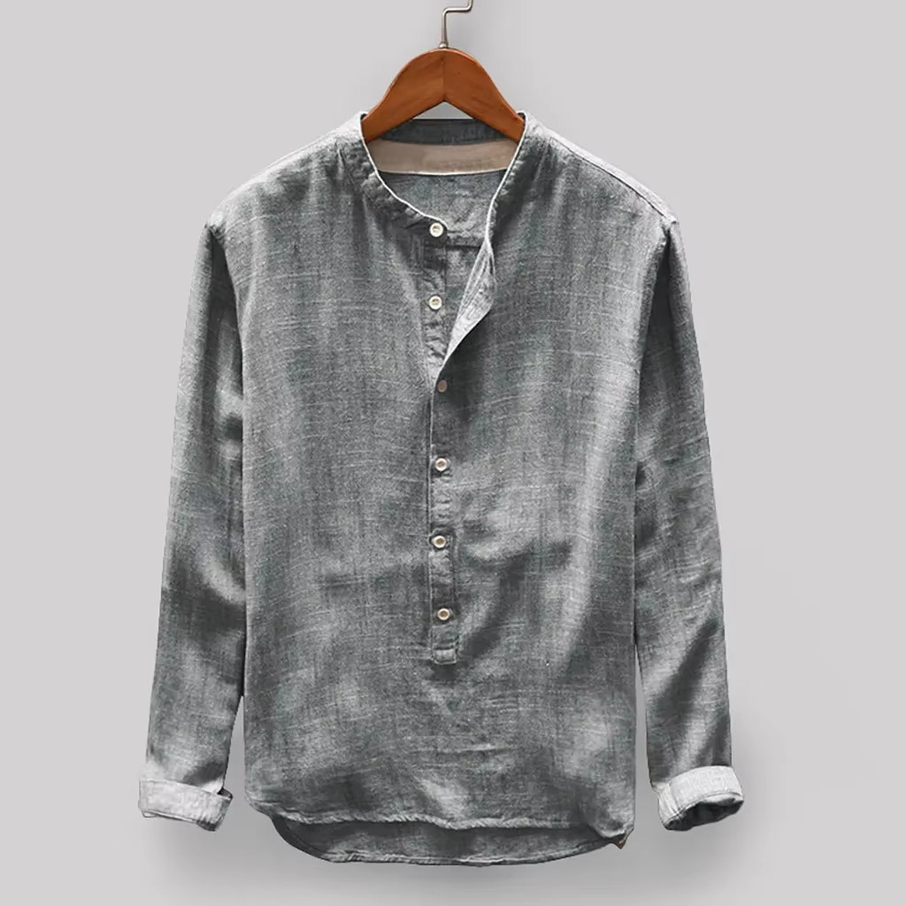 Reuben Men's Linen Shirt - fabric and finish detail