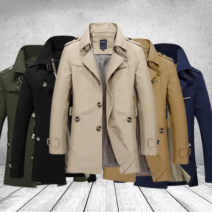Ezra Men's Trench Coat - close-up detail