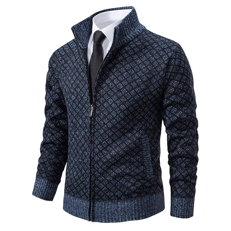 Quill Men's Cardigan | Stand Collar, Loose Fit, Zipper