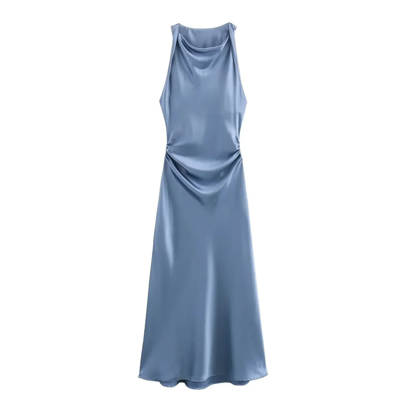 Anaïs Women's Midi Dress | Ruched, Cowl Neck, Sleeveless