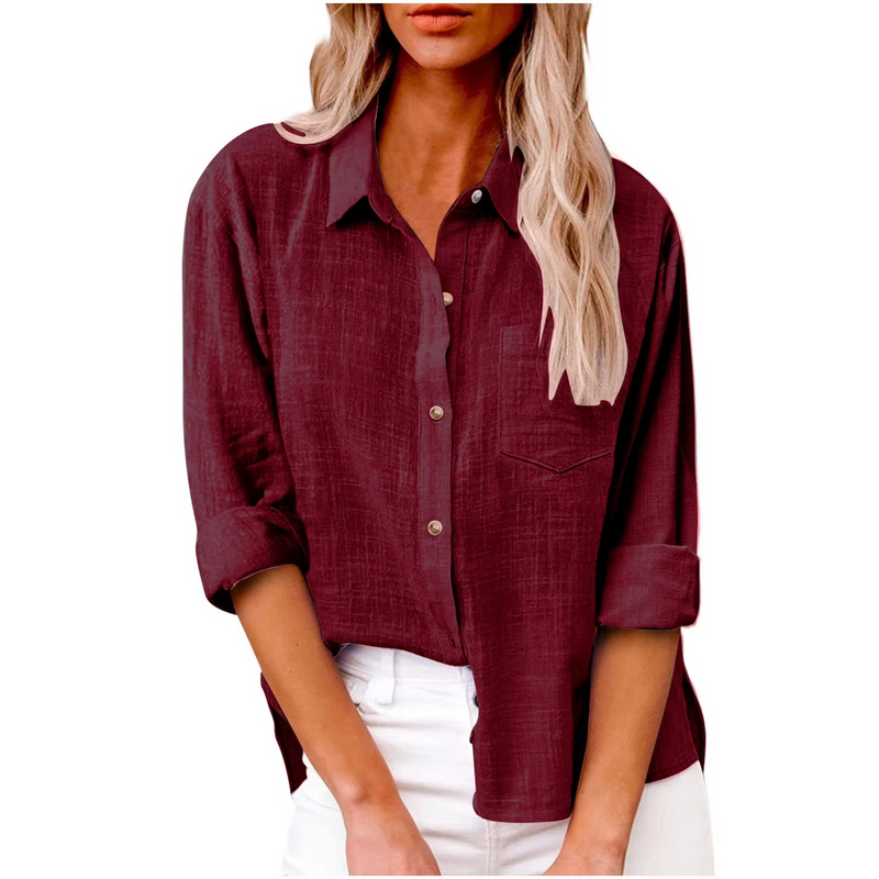 Tamsin Women's Linen Blouse | Cotton, Long Sleeve