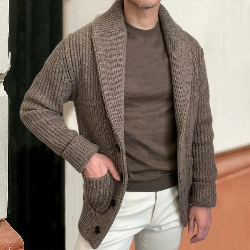 Nico Men's Cardigan - fabric and finish detail