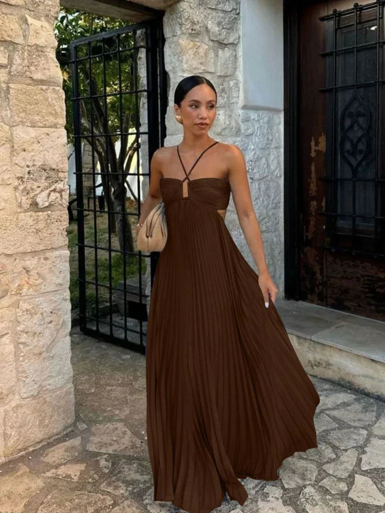 Iris Women's Pleated Maxi Dress - full-length view