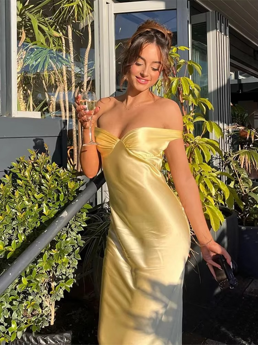 Perla Women's Satin Maxi Dress - front view