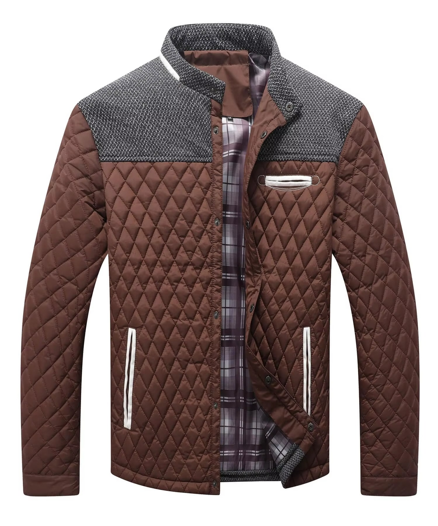 Silas Men's Quilted Puffer Jacket - fabric and finish detail