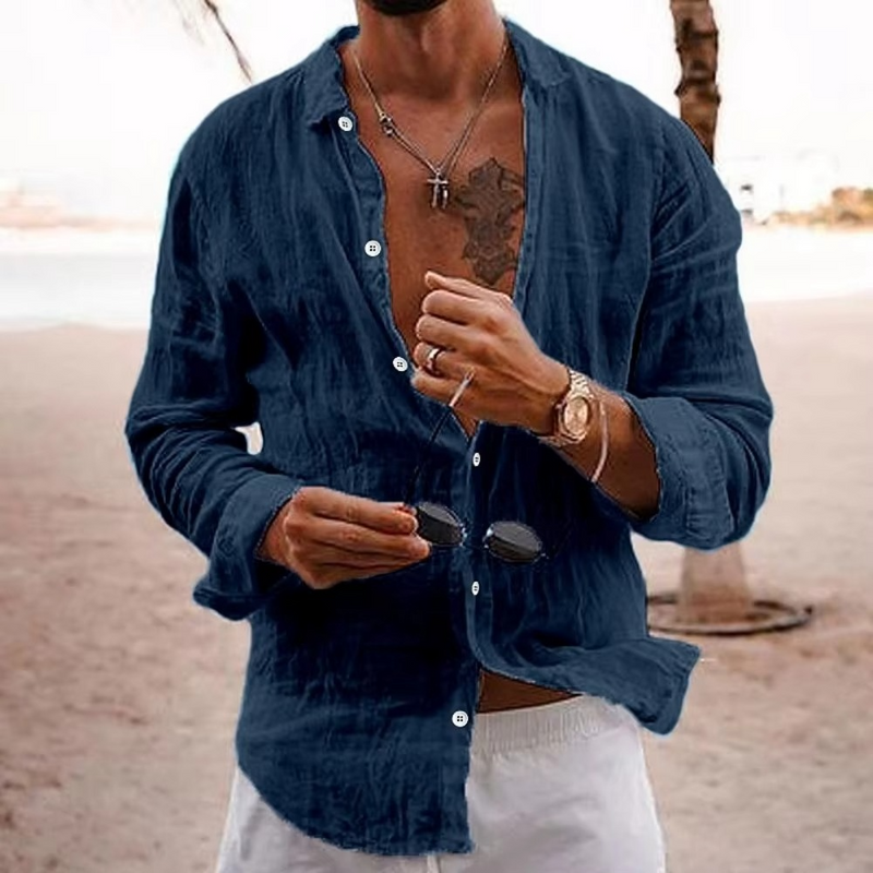 Rufus Men's Linen Shirt - shown in use