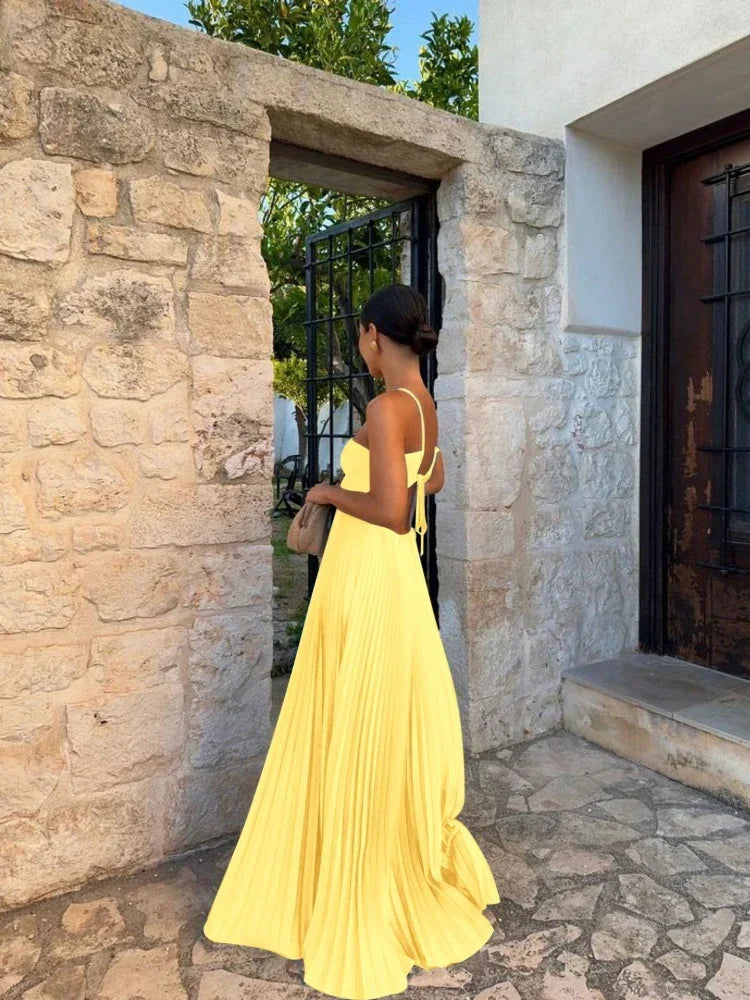 Iris Women's Pleated Maxi Dress - back view