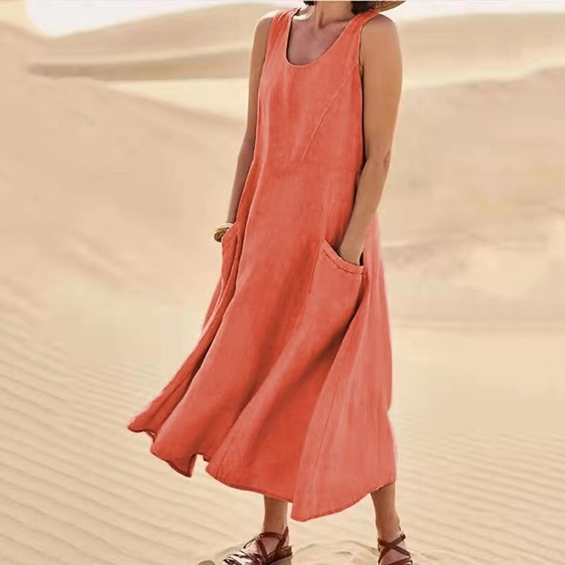Romy Women's Linen Maxi Dress - front view
