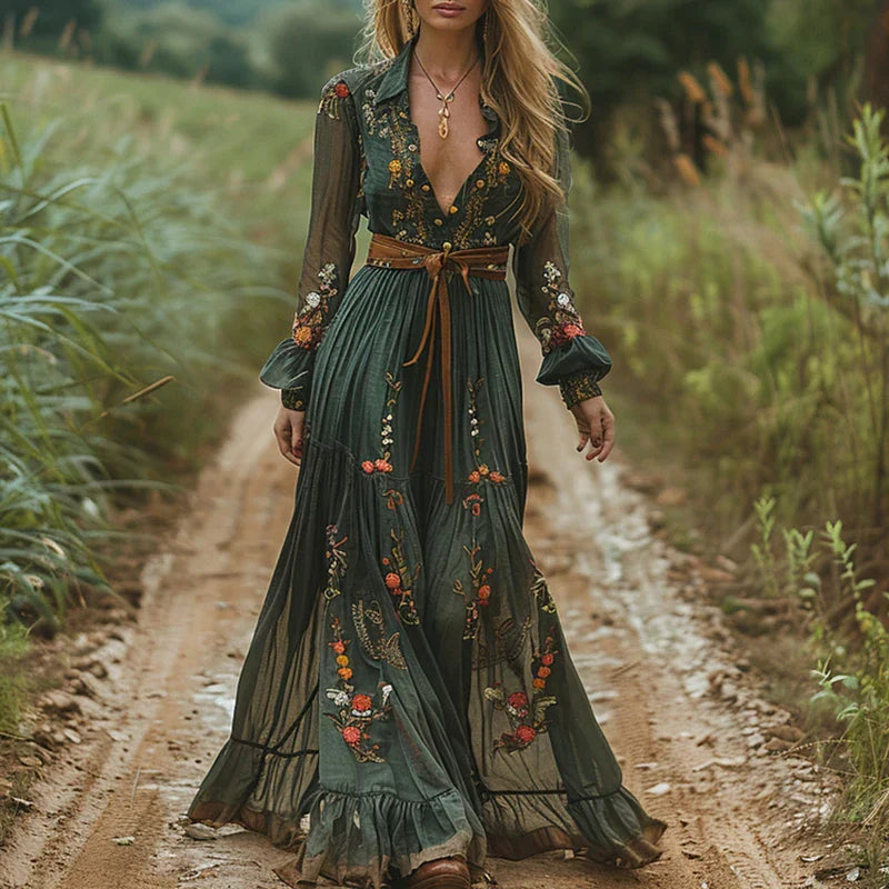Dahlia Women's Floral Maxi Dress - front view