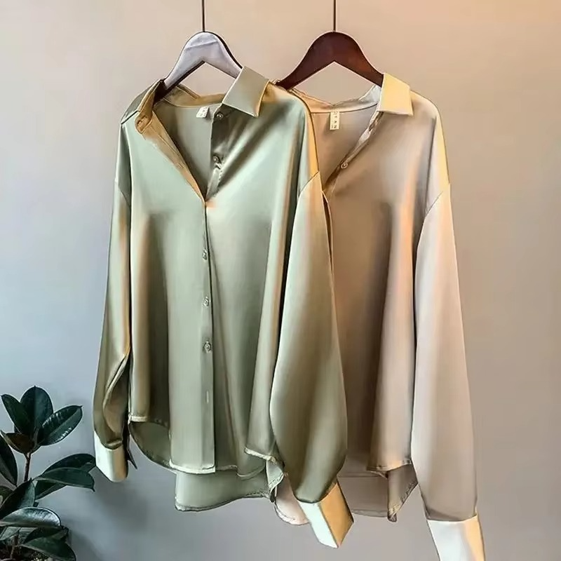 Nora Women's Satin Blouse - shown in use