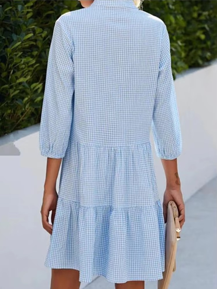 Maya Women's Plaid Shirt Dress - front view