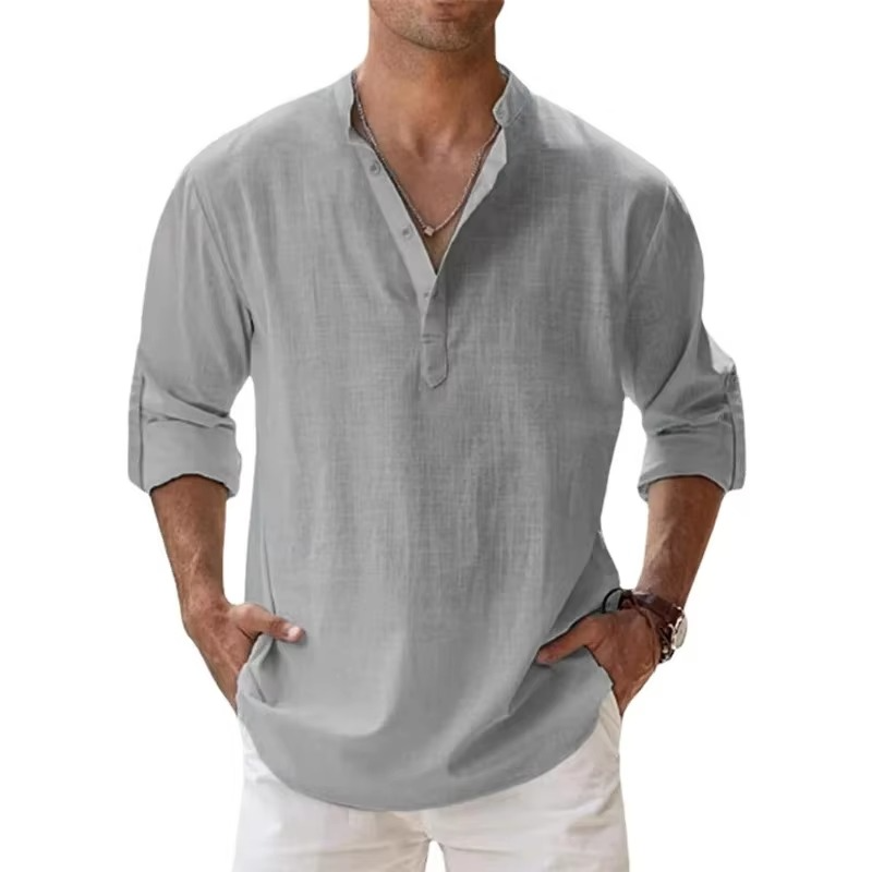 Ulric Men's Linen Shirt - close-up detail