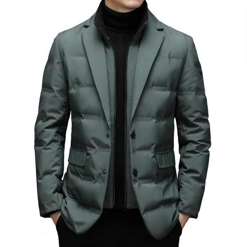 Ezra Men's Quilted Coat - fabric and finish detail