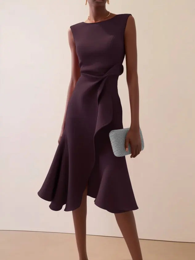 Tamsin Women's Asymmetric Midi Dress - back view