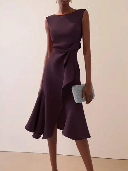 Tamsin Women's Asymmetric Midi Dress - back view