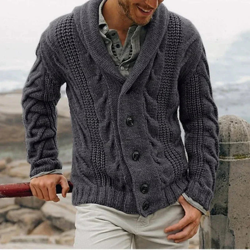 Desmond Men's Cable Knit Jacket - fabric and finish detail