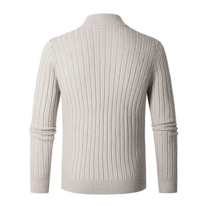 Theo Men's Ribbed Knit Sweater - fabric and finish detail