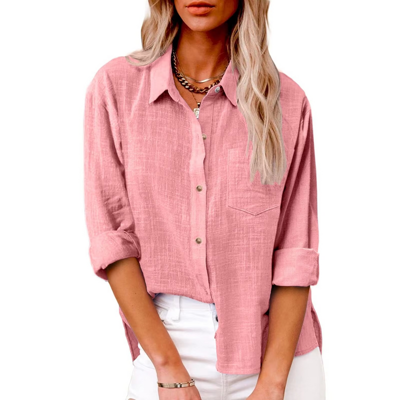 Tamsin Women's Linen Blouse - shown in use