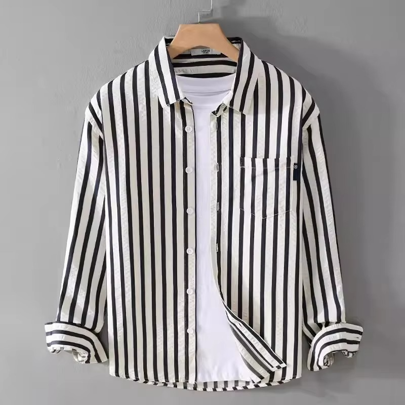 Lachlan Men's Striped Shirt | Loose Fit, Long Sleeve