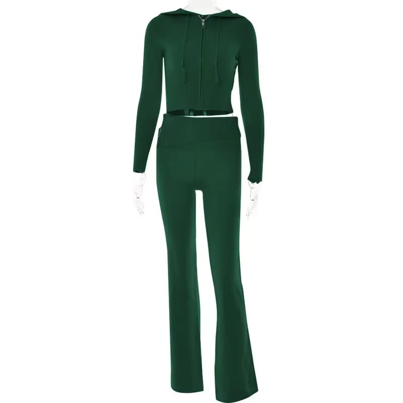 Kaia Women's Ribbed Knit Trousers - full-length view