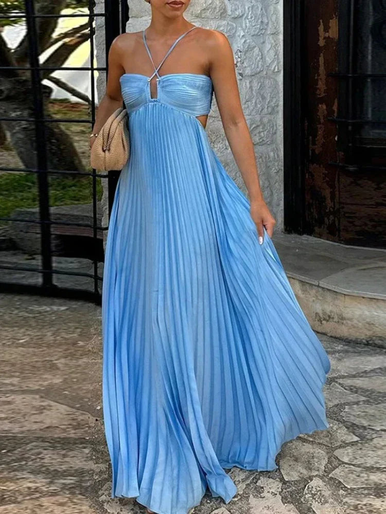 Iris Women's Pleated Maxi Dress - front view