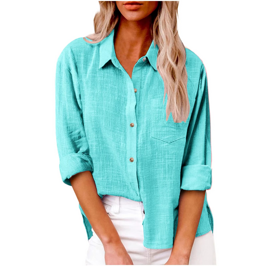Tamsin Women's Linen Blouse - styled view
