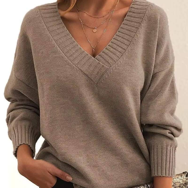 Dahlia Women's Oversized Sweater | Loose Fit, Knit, V-neck