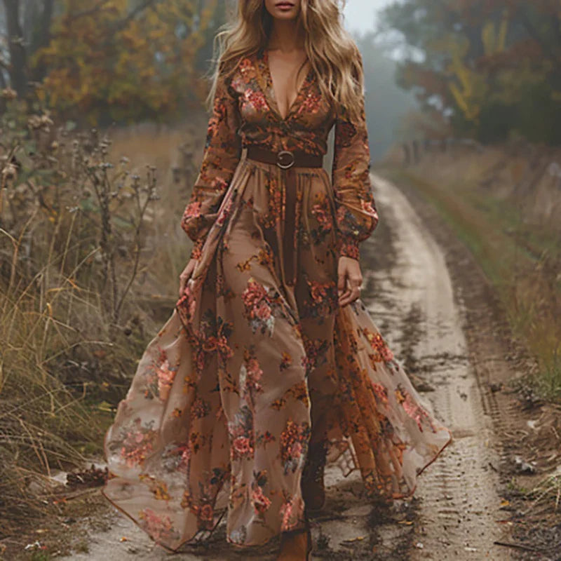 Dahlia Women's Floral Maxi Dress - back view