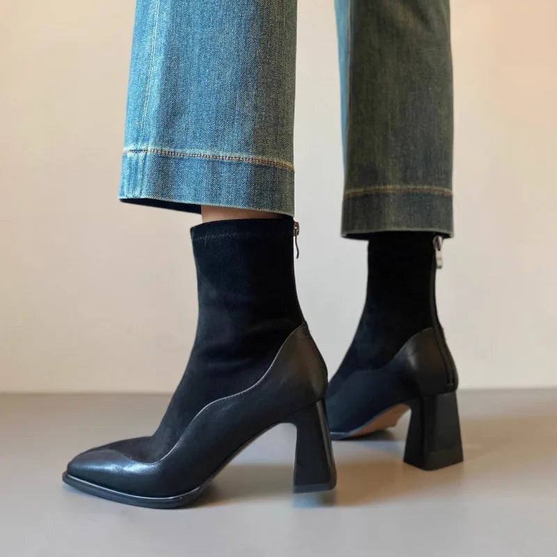 Maren Women's Block Heel Ankle Boots - close-up detail