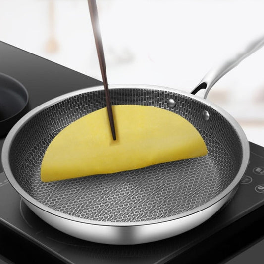 Scratch-Free Stainless Steel Frying Pan with Honeycomb Non-Stick Coating – Ergonomic Handle, Induction Compatible, Easy to Clean 1