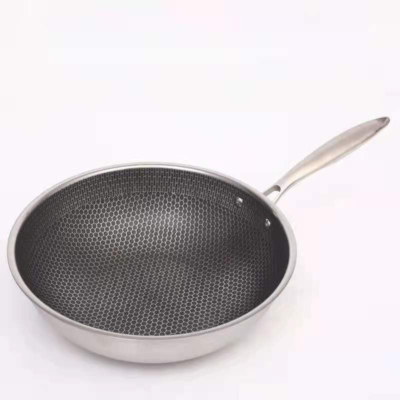 Scratch-Free Stainless Steel Frying Pan with Honeycomb Non-Stick Coating – Ergonomic Handle, Induction Compatible, Easy to Clean 6