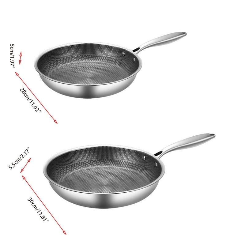 Scratch-Free Stainless Steel Frying Pan with Honeycomb Non-Stick Coating – Ergonomic Handle, Induction Compatible, Easy to Clean 8