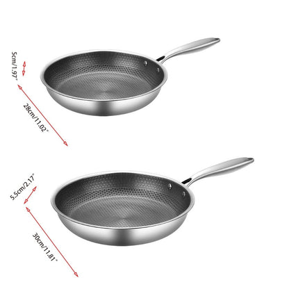 Scratch-Free Stainless Steel Frying Pan with Honeycomb Non-Stick Coating – Ergonomic Handle, Induction Compatible, Easy to Clean 8