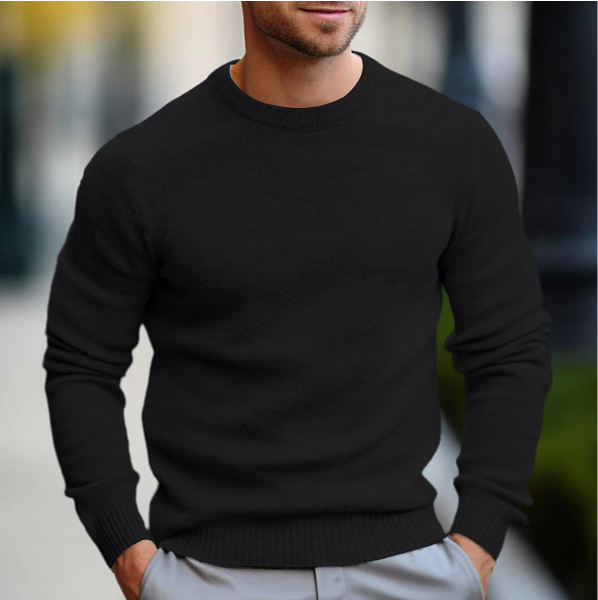 Theo Men's Sweater - fabric and finish detail