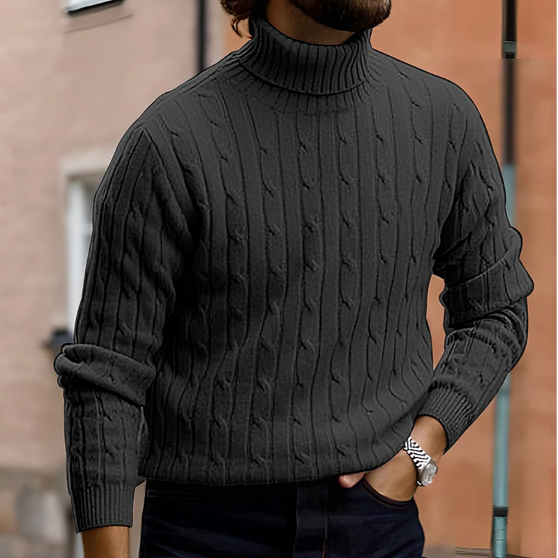 Jasper Men's Cable Knit Sweater - styled view