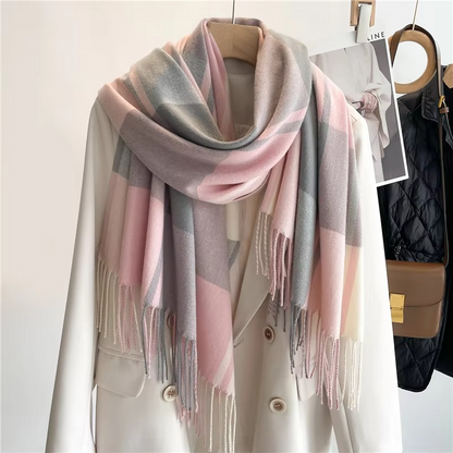 Tallulah Women's Plaid Scarf - flat lay