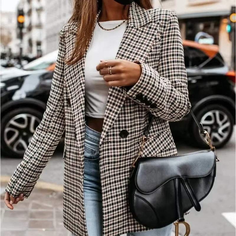 Elena Women's Plaid Blazer - full-length view