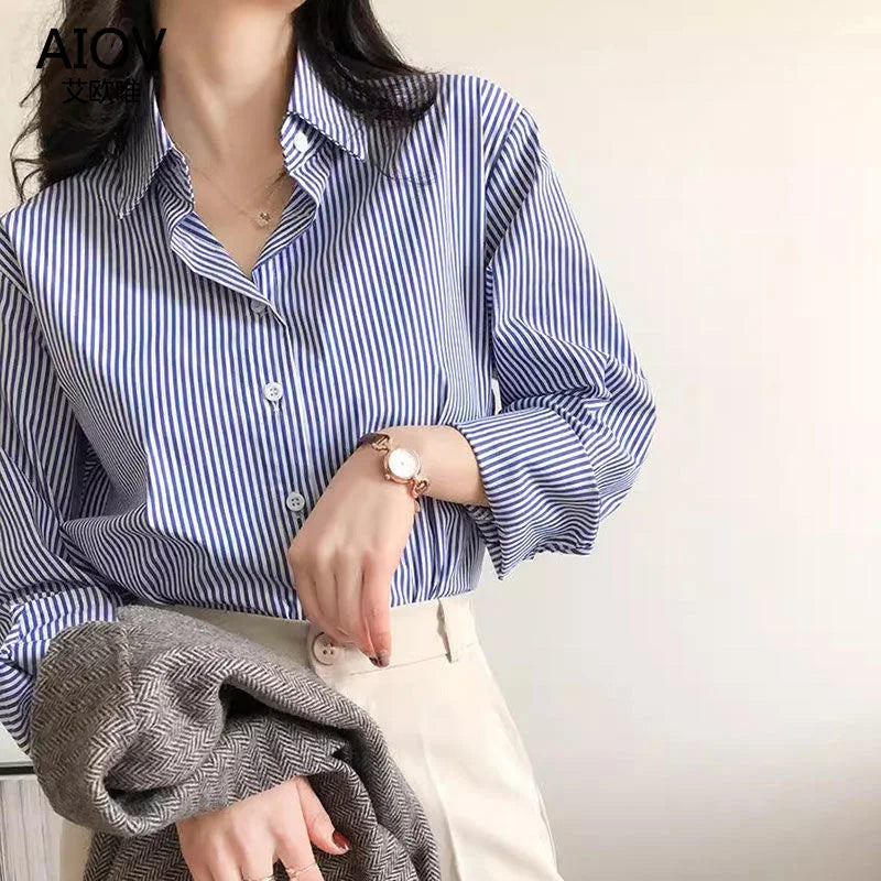 Mira Women's Striped Blouse - full-length view